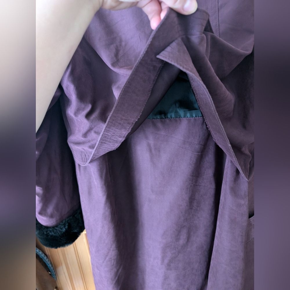 Vintage Cleo Petites Faux Fur Lined Trimmed Purple Thick Coat‎ Size 10 - Picture 10 of 12